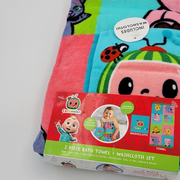 Sonic the hedgehog / Cocomelon Kids Cotton 2 Piece Bath Towel and Washcloth Set. - Picture 2 of 7